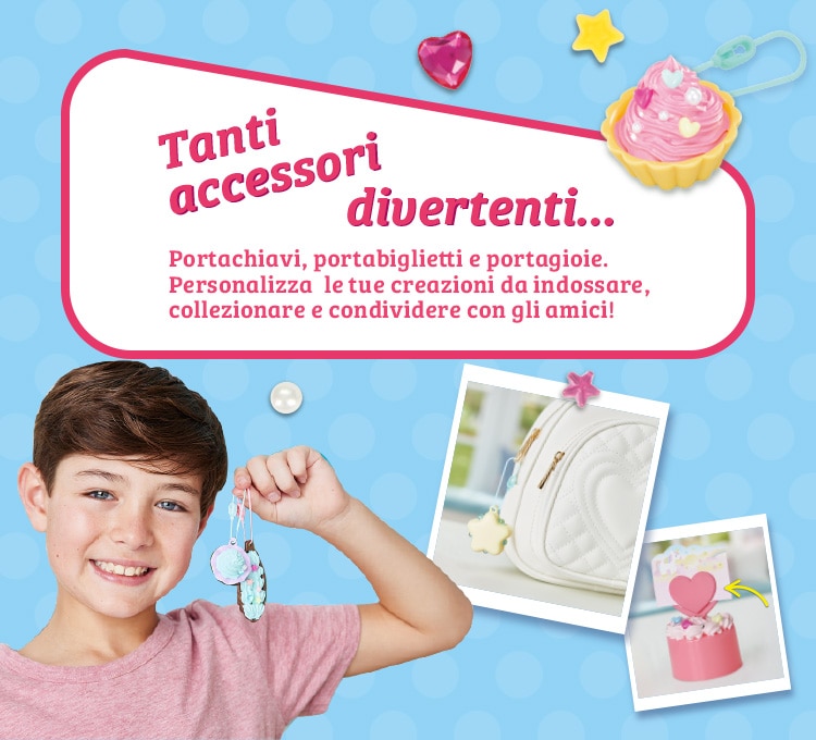 Tanti accessori divertenti… Portachiavi, portabiglietti e portagioie. Personalizza le tue creazioni da indossare, collezionare e condividere con gli amici!